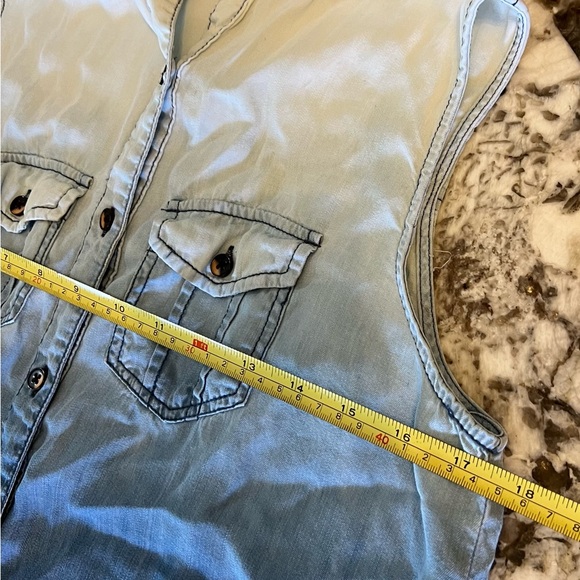 S Given Kale Women's Lyocell Shirt Dress Blue Sleeveless Summer Fall Denim Raw H - Picture 4 of 11